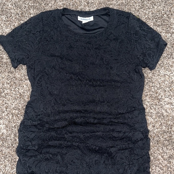 MOTHERHOOD MATERNITY LACE SIDE RUCHED MATERNITY DRESS BLACK SIZE MEDIUM. EUC - Picture 3 of 10